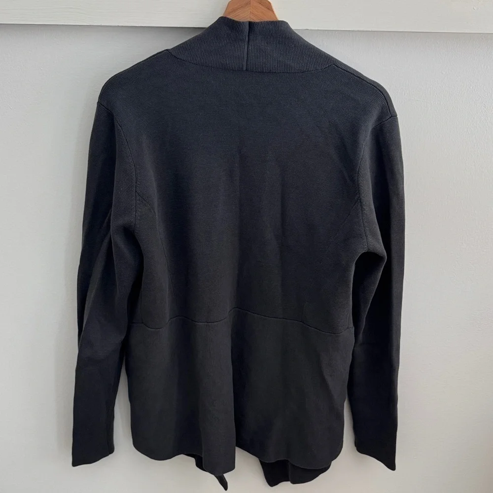 Eileen Fisher Women’s Open Front Cardigan Cotton Knit Dark Gray Charcoal Size L - Picture 6 of 7